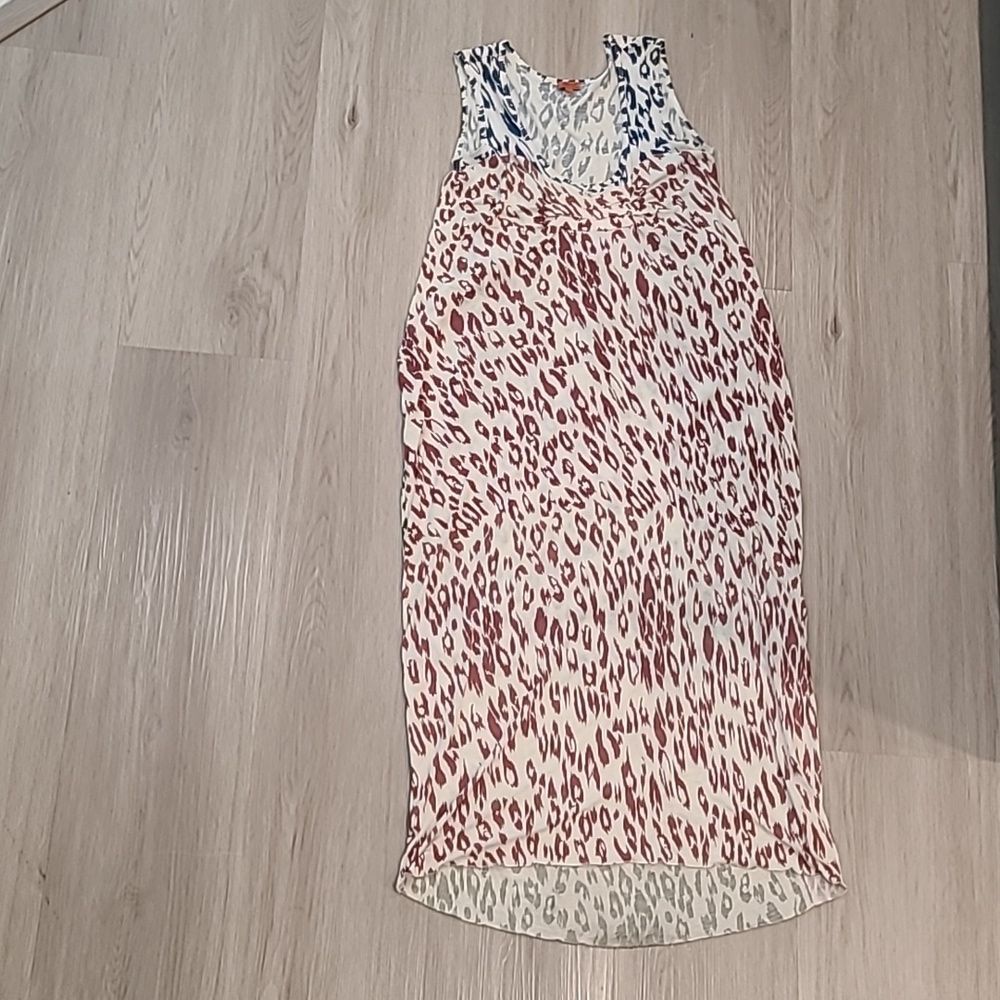 Chan Luu Animal Print Multicolor Maxi Dress Large Red Blue Green Lined Scoop - Picture 3 of 8